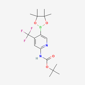 molecular formula C17H24BF3N2O4 B597823 叔丁基(5-(4,4,5,5-四甲基-1,3,2-二氧杂硼环-2-基)-4-(三氟甲基)吡啶-2-基)氨基甲酸酯 CAS No. 1333319-46-2