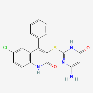 molecular formula C19H13ClN4O2S B5978244 3-[(4-amino-6-oxo-1,6-dihydro-2-pyrimidinyl)thio]-6-chloro-4-phenyl-2(1H)-quinolinone 