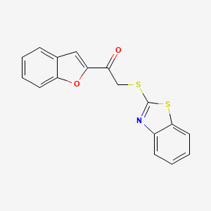 molecular formula C17H11NO2S2 B5978249 1-(1-benzofuran-2-yl)-2-(1,3-benzothiazol-2-ylthio)ethanone 