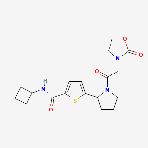 molecular formula C18H23N3O4S B5978261 N-cyclobutyl-5-{1-[(2-oxo-1,3-oxazolidin-3-yl)acetyl]-2-pyrrolidinyl}-2-thiophenecarboxamide 