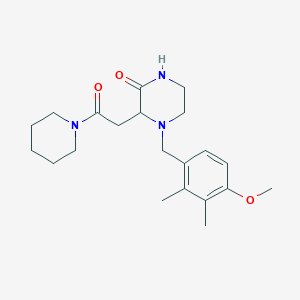 4-(4-methoxy-2,3-dimethylbenzyl)-3-[2-oxo-2-(1-piperidinyl)ethyl]-2-piperazinone