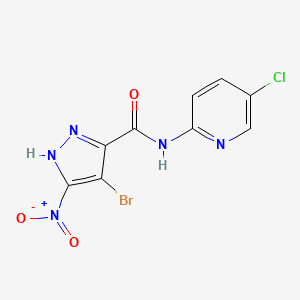 molecular formula C9H5BrClN5O3 B5978307 4-bromo-N-(5-chloro-2-pyridinyl)-5-nitro-1H-pyrazole-3-carboxamide 