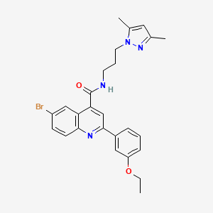 molecular formula C26H27BrN4O2 B5978341 6-bromo-N-[3-(3,5-dimethyl-1H-pyrazol-1-yl)propyl]-2-(3-ethoxyphenyl)-4-quinolinecarboxamide 