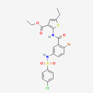molecular formula C22H20BrClN2O5S2 B5978349 ethyl 2-[(2-bromo-5-{[(4-chlorophenyl)sulfonyl]amino}benzoyl)amino]-5-ethyl-3-thiophenecarboxylate 