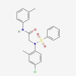 molecular formula C22H21ClN2O3S B5978361 N~2~-(4-chloro-2-methylphenyl)-N~1~-(3-methylphenyl)-N~2~-(phenylsulfonyl)glycinamide 