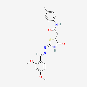 molecular formula C21H22N4O4S B5978388 2-{2-[(2,4-dimethoxybenzylidene)hydrazono]-4-oxo-1,3-thiazolidin-5-yl}-N-(4-methylphenyl)acetamide 