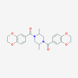 molecular formula C24H26N2O6 B5978390 1,4-bis(2,3-dihydro-1,4-benzodioxin-6-ylcarbonyl)-2,5-dimethylpiperazine 