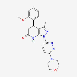 molecular formula C22H24N6O3 B5978407 4-(2-methoxyphenyl)-3-methyl-1-[6-(4-morpholinyl)-3-pyridazinyl]-1,4,5,7-tetrahydro-6H-pyrazolo[3,4-b]pyridin-6-one 
