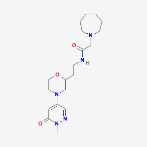 molecular formula C19H31N5O3 B5978468 2-azepan-1-yl-N-{2-[4-(1-methyl-6-oxo-1,6-dihydropyridazin-4-yl)morpholin-2-yl]ethyl}acetamide 