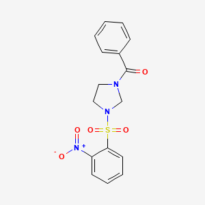 molecular formula C16H15N3O5S B5978472 1-benzoyl-3-[(2-nitrophenyl)sulfonyl]imidazolidine 