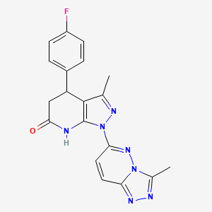 molecular formula C19H16FN7O B5978566 4-(4-fluorophenyl)-3-methyl-1-(3-methyl[1,2,4]triazolo[4,3-b]pyridazin-6-yl)-1,4,5,7-tetrahydro-6H-pyrazolo[3,4-b]pyridin-6-one 