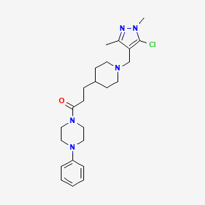 molecular formula C24H34ClN5O B5978581 1-(3-{1-[(5-chloro-1,3-dimethyl-1H-pyrazol-4-yl)methyl]-4-piperidinyl}propanoyl)-4-phenylpiperazine 