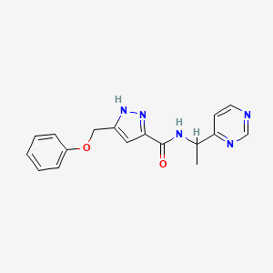 molecular formula C17H17N5O2 B5978587 5-(phenoxymethyl)-N-[1-(4-pyrimidinyl)ethyl]-1H-pyrazole-3-carboxamide 