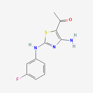 molecular formula C11H10FN3OS B5978607 1-{4-amino-2-[(3-fluorophenyl)amino]-1,3-thiazol-5-yl}ethanone 