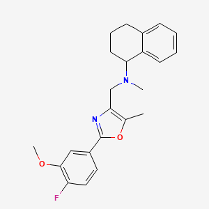 molecular formula C23H25FN2O2 B5978619 N-{[2-(4-fluoro-3-methoxyphenyl)-5-methyl-1,3-oxazol-4-yl]methyl}-N-methyl-1,2,3,4-tetrahydro-1-naphthalenamine 
