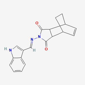 molecular formula C19H17N3O2 B5978672 4-[(1H-indol-3-ylmethylene)amino]-4-azatricyclo[5.2.2.0~2,6~]undec-8-ene-3,5-dione 