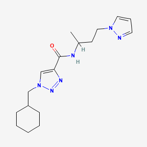 molecular formula C17H26N6O B5978688 1-(cyclohexylmethyl)-N-[1-methyl-3-(1H-pyrazol-1-yl)propyl]-1H-1,2,3-triazole-4-carboxamide 
