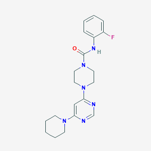 molecular formula C20H25FN6O B5978709 N-(2-fluorophenyl)-4-[6-(1-piperidinyl)-4-pyrimidinyl]-1-piperazinecarboxamide 