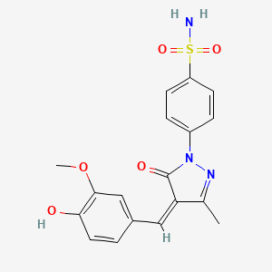 molecular formula C18H17N3O5S B5978714 4-[4-(4-hydroxy-3-methoxybenzylidene)-3-methyl-5-oxo-4,5-dihydro-1H-pyrazol-1-yl]benzenesulfonamide 