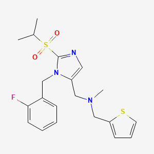 molecular formula C20H24FN3O2S2 B5978717 1-[1-(2-fluorobenzyl)-2-(isopropylsulfonyl)-1H-imidazol-5-yl]-N-methyl-N-(2-thienylmethyl)methanamine 