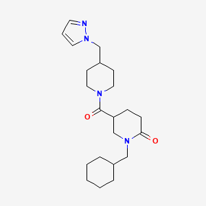molecular formula C22H34N4O2 B5978725 1-(cyclohexylmethyl)-5-{[4-(1H-pyrazol-1-ylmethyl)-1-piperidinyl]carbonyl}-2-piperidinone 