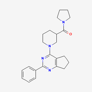 molecular formula C23H28N4O B5978737 2-phenyl-4-[3-(1-pyrrolidinylcarbonyl)-1-piperidinyl]-6,7-dihydro-5H-cyclopenta[d]pyrimidine 