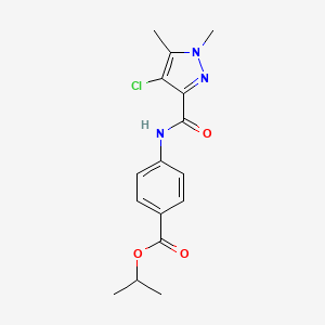 molecular formula C16H18ClN3O3 B5978748 isopropyl 4-{[(4-chloro-1,5-dimethyl-1H-pyrazol-3-yl)carbonyl]amino}benzoate 