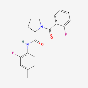 molecular formula C19H18F2N2O2 B5978777 1-(2-fluorobenzoyl)-N-(2-fluoro-4-methylphenyl)prolinamide 