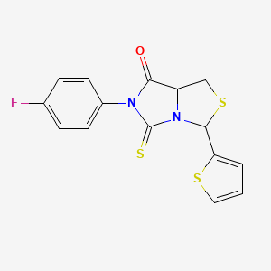 molecular formula C15H11FN2OS3 B5978829 6-(4-fluorophenyl)-3-(2-thienyl)-5-thioxotetrahydro-7H-imidazo[1,5-c][1,3]thiazol-7-one 