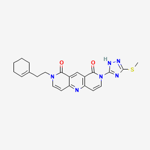 molecular formula C22H22N6O2S B5978849 2-[2-(1-cyclohexen-1-yl)ethyl]-8-[3-(methylthio)-1H-1,2,4-triazol-5-yl]pyrido[4,3-b]-1,6-naphthyridine-1,9(2H,8H)-dione 