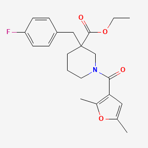 molecular formula C22H26FNO4 B5978855 ethyl 1-(2,5-dimethyl-3-furoyl)-3-(4-fluorobenzyl)-3-piperidinecarboxylate 