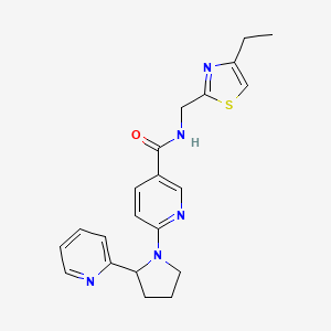 molecular formula C21H23N5OS B5978888 N-[(4-ethyl-1,3-thiazol-2-yl)methyl]-6-[2-(2-pyridinyl)-1-pyrrolidinyl]nicotinamide 