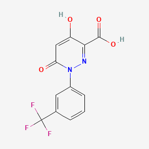 molecular formula C12H7F3N2O4 B597890 4-Hydroxy-6-oxo-1-[3-(trifluoromethyl)phenyl]-1,6-dihydro-3-pyridazinecarboxylic acid CAS No. 121582-64-7
