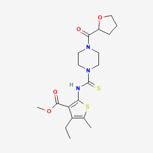 molecular formula C19H27N3O4S2 B5978909 4-乙基-5-甲基-2-({[4-(四氢-2-呋喃甲酰基)-1-哌嗪基]碳硫酰}氨基)-3-噻吩甲酸甲酯 