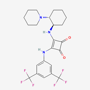 molecular formula C23H25F6N3O2 B597895 3-((3,5-Bis(trifluoromethyl)phenyl)amino)-4-(((1R,2R)-2-(piperidin-1-yl)cyclohexyl)amino)cyclobut-3-ene-1,2-dione CAS No. 1211565-11-5