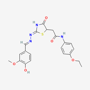 molecular formula C21H22N4O5S B5978997 N-(4-ethoxyphenyl)-2-{4-hydroxy-2-[(4-hydroxy-3-methoxybenzylidene)hydrazono]-2,5-dihydro-1,3-thiazol-5-yl}acetamide 