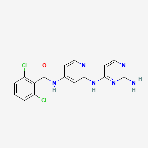 molecular formula C17H14Cl2N6O B597900 N-(2-((2-氨基-6-甲基嘧啶-4-基)氨基)吡啶-4-基)-2,6-二氯苯甲酰胺 