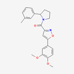 molecular formula C23H24N2O4 B5979045 5-(3,4-dimethoxyphenyl)-3-{[2-(3-methylphenyl)-1-pyrrolidinyl]carbonyl}isoxazole 