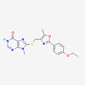 molecular formula C19H19N5O3S B5979046 8-({[2-(4-ethoxyphenyl)-5-methyl-1,3-oxazol-4-yl]methyl}thio)-9-methyl-1,9-dihydro-6H-purin-6-one 