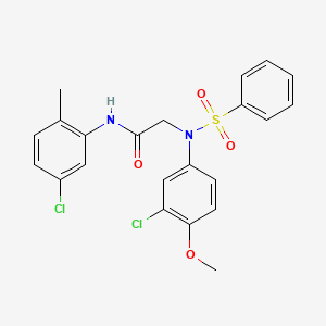 molecular formula C22H20Cl2N2O4S B5979059 N~2~-(3-chloro-4-methoxyphenyl)-N~1~-(5-chloro-2-methylphenyl)-N~2~-(phenylsulfonyl)glycinamide 