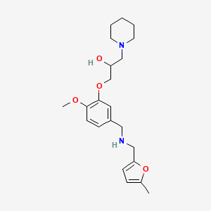 molecular formula C22H32N2O4 B5979071 1-[2-methoxy-5-({[(5-methyl-2-furyl)methyl]amino}methyl)phenoxy]-3-(1-piperidinyl)-2-propanol 