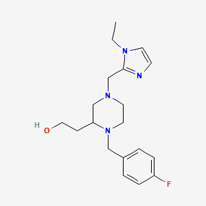 molecular formula C19H27FN4O B5979095 2-[4-[(1-ethyl-1H-imidazol-2-yl)methyl]-1-(4-fluorobenzyl)-2-piperazinyl]ethanol 