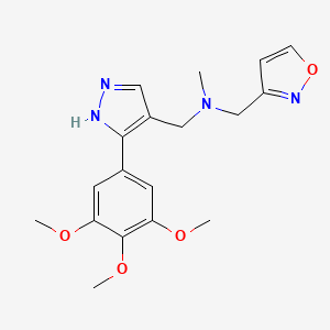 molecular formula C18H22N4O4 B5979130 (3-isoxazolylmethyl)methyl{[3-(3,4,5-trimethoxyphenyl)-1H-pyrazol-4-yl]methyl}amine 