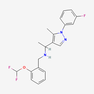 molecular formula C20H20F3N3O B5979132 N-[2-(difluoromethoxy)benzyl]-1-[1-(3-fluorophenyl)-5-methyl-1H-pyrazol-4-yl]ethanamine 