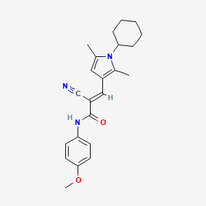 molecular formula C23H27N3O2 B5979136 2-cyano-3-(1-cyclohexyl-2,5-dimethyl-1H-pyrrol-3-yl)-N-(4-methoxyphenyl)acrylamide 