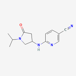 molecular formula C13H16N4O B5979157 6-[(1-isopropyl-5-oxo-3-pyrrolidinyl)amino]nicotinonitrile 