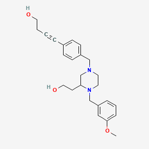 molecular formula C25H32N2O3 B5979173 4-(4-{[3-(2-hydroxyethyl)-4-(3-methoxybenzyl)-1-piperazinyl]methyl}phenyl)-3-butyn-1-ol 