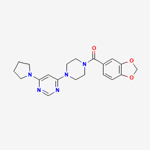 molecular formula C20H23N5O3 B5979185 4-[4-(1,3-benzodioxol-5-ylcarbonyl)-1-piperazinyl]-6-(1-pyrrolidinyl)pyrimidine 