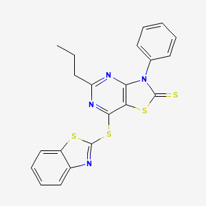 molecular formula C21H16N4S4 B5979198 7-(1,3-benzothiazol-2-ylthio)-3-phenyl-5-propyl[1,3]thiazolo[4,5-d]pyrimidine-2(3H)-thione 