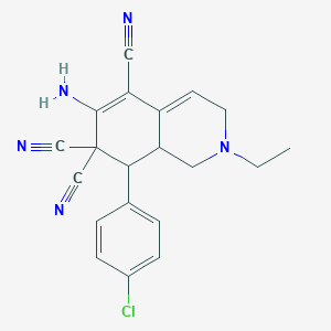 molecular formula C20H18ClN5 B5979220 6-amino-8-(4-chlorophenyl)-2-ethyl-2,3,8,8a-tetrahydro-5,7,7(1H)-isoquinolinetricarbonitrile 